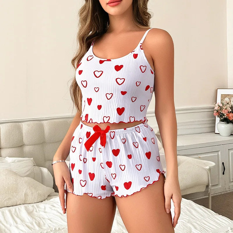 Women Short Sleeves Pajamas Set