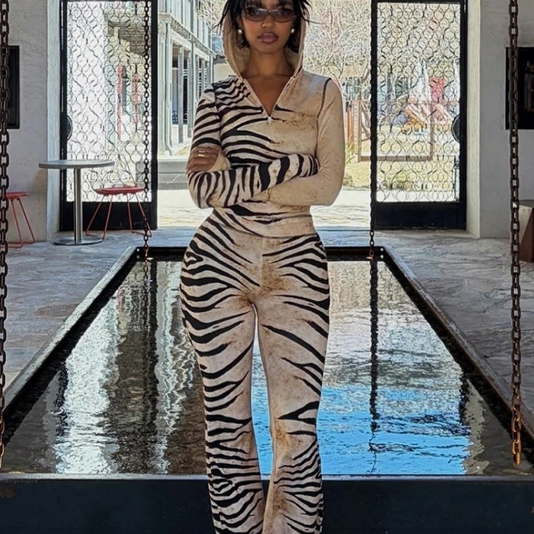 Zebra Print Two-Piece Lounge Set