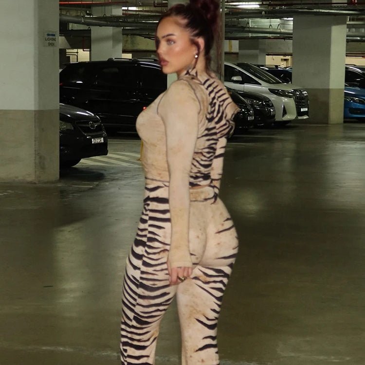 Zebra Print Two-Piece Lounge Set