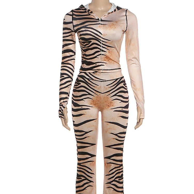 Zebra Print Two-Piece Lounge Set